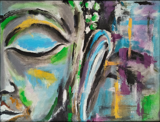 The calm in chaos | Hand painted Buddha